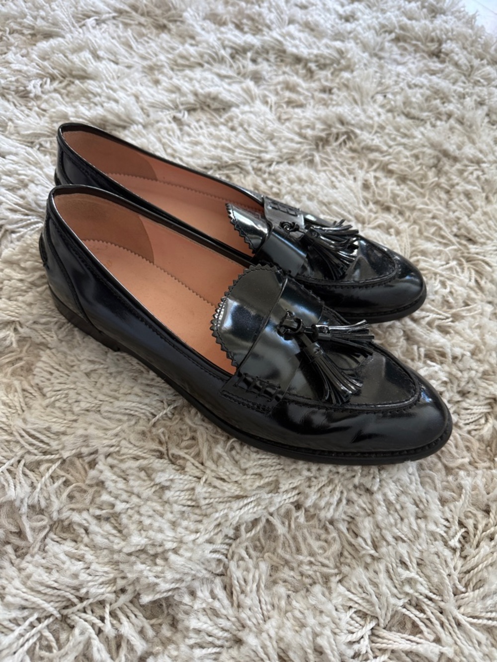 J. Crew Black Patent Tassel Loafers